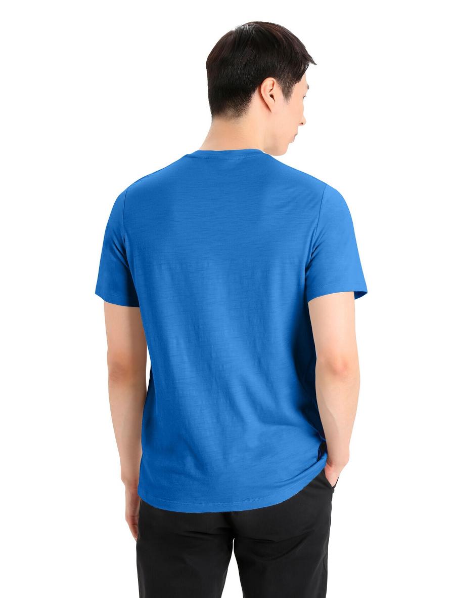 Men's Icebreaker Merino Tech Lite II Short Sleeve Tee T Shirts Lazurite | CA 1785FDNM